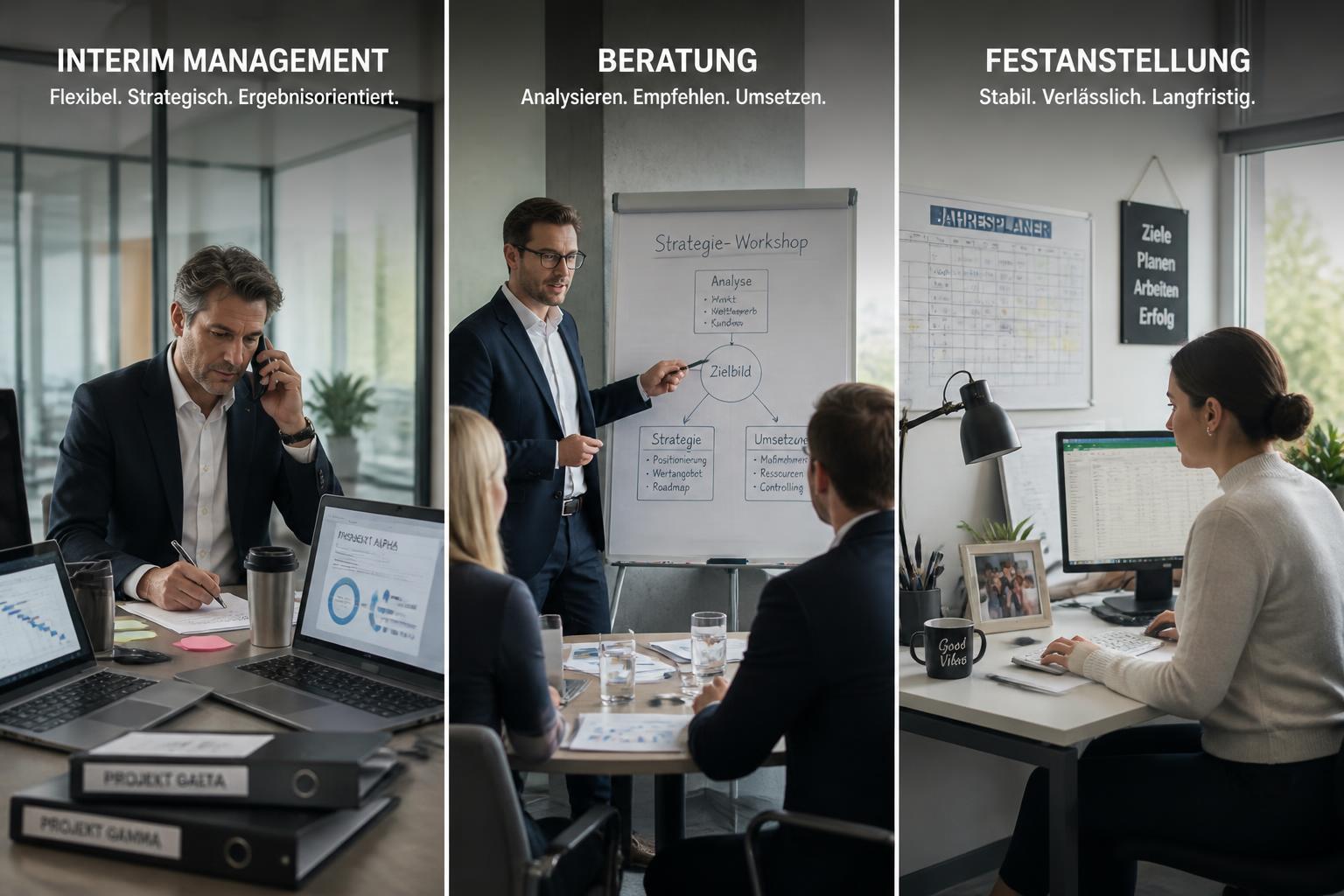 Interim Management vs Beratung vs Festanstellung: Was lohnt